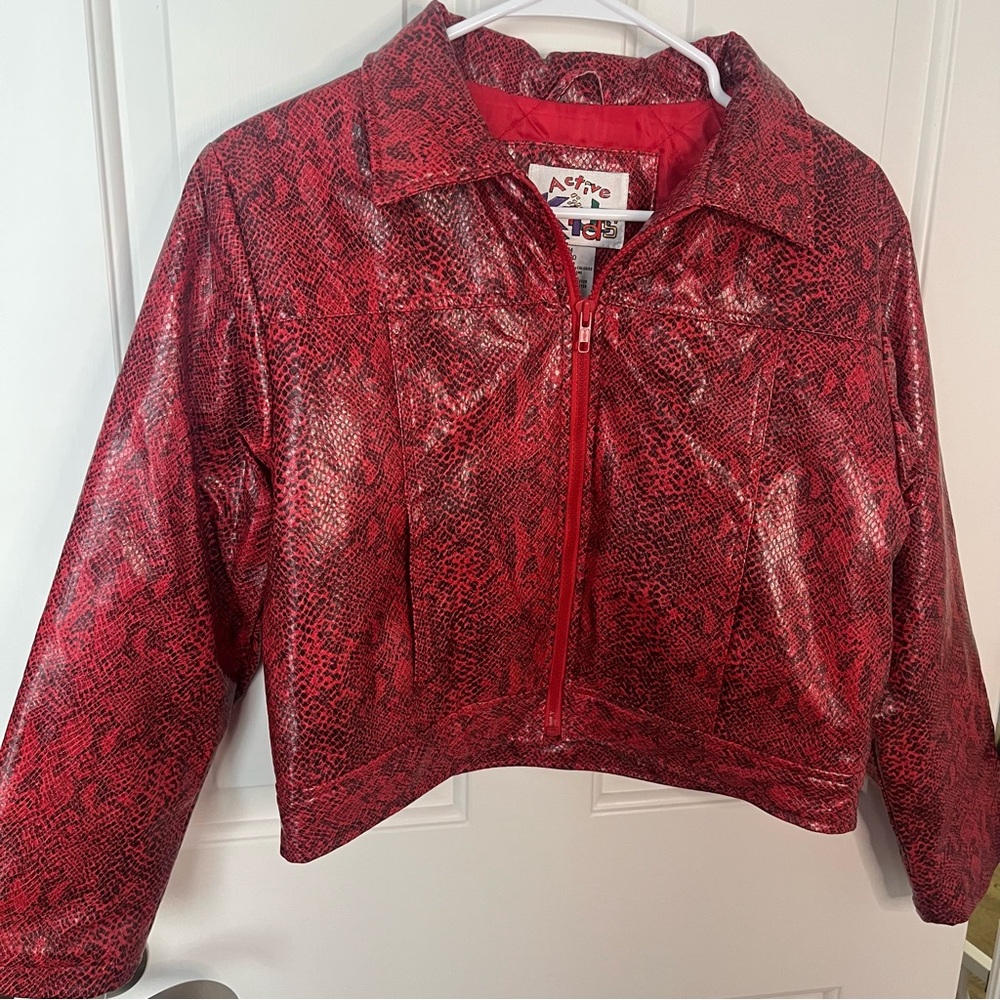 Vintage Active Kids M Pleather Red Snakeskin Jacket